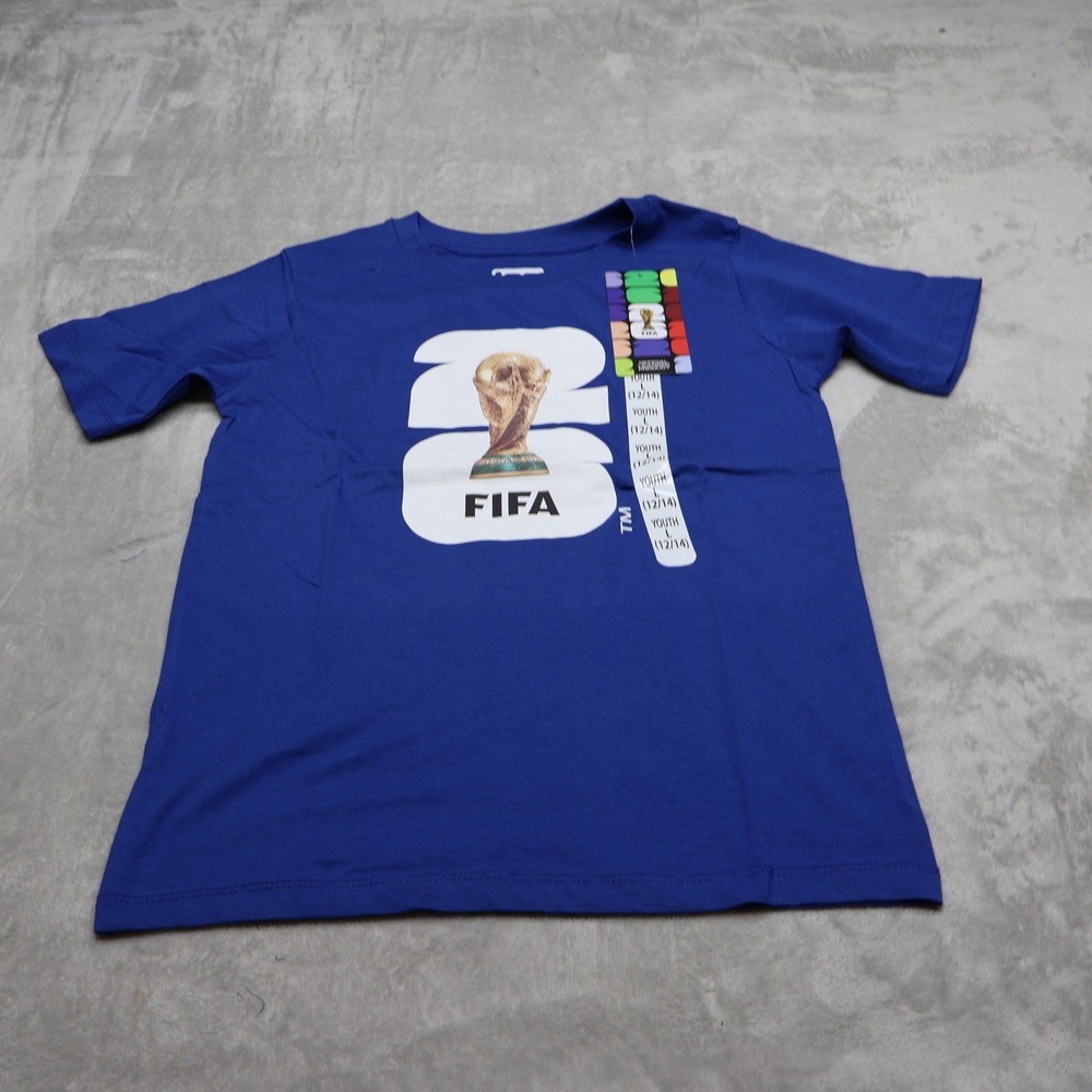 FIFA Shirt Youth Large 12-14 Blue 2026 World Cup Graphic Tee Football $15 NEW